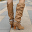Slouch Knee High Boots | Studded Buckle Western Boots for Women – AVA