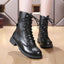 Combat Boots for Women | Black Lace Up Mid Calf Winter Boots – LUNA