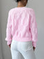 Women's Cable Knit Cardigan with Bow Details and Flared Cuffs