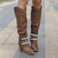 Slouch Knee High Boots | Studded Buckle Western Boots for Women – AVA