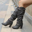Slouch Knee High Boots | Studded Buckle Western Boots for Women – AVA