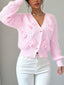 Women's Cable Knit Cardigan with Bow Details and Flared Cuffs