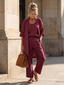 3 Piece Loungewear Set | Relaxed Fit Top, Wide Leg Pants 10