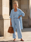 3 Piece Loungewear Set | Relaxed Fit Top, Wide Leg Pants 12