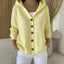 Women's Hooded Button Front Cardigan with Relaxed A-Line Fit
