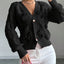 Women's Cable Knit Cardigan with Bow Details and Flared Cuffs