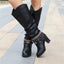 Slouch Knee High Boots | Studded Buckle Western Boots for Women – AVA