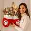 Christmas Mitten Wreath with Warm White Lights