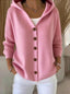 Women's Hooded Button Front Cardigan with Relaxed A-Line Fit