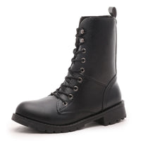 Combat Boots for Women | Black Lace Up Mid Calf Winter Boots – LUNA