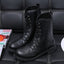 Combat Boots for Women | Black Lace Up Mid Calf Winter Boots – LUNA