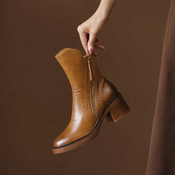 Ankle Boots | Black Leather, Block Heel, Side Zip 1