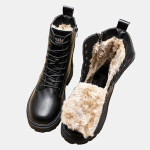 Ankle Boots | Faux Leather, Fleece-Lined, Lace-Up 0