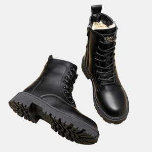 Ankle Boots | Faux Leather, Fleece-Lined, Lace-Up 1