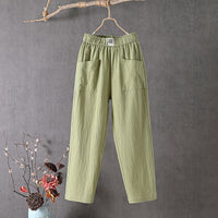 Ankle Pants | Straight Leg, Elastic Waist, Pockets 0