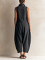 Black Jumpsuit | Structured Collar, Sleeveless Wide Leg 1