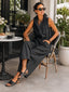 Black Jumpsuit | Structured Collar, Sleeveless Wide Leg 2