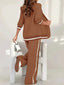 Blazer Set for Women | Single-Button Blazer, Stripe Trim Details 8