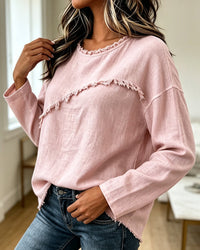 Blouse | Asymmetrical Round Neck, Fringed Edges 1