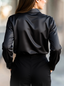 Blouse | Black Satin, Long Sleeves 1