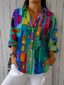 Blouse | Button-Up, Vibrant Artistic Print 0