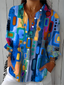Blouse | Button-Up, Vibrant Artistic Print 1