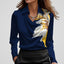 Blouse | Draped Cowl Neckline, Long Sleeve Satin 12