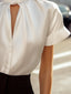 Blouse | Keyhole Neckline, Cuffed Short Sleeves 2