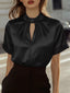 Blouse | Keyhole Neckline, Cuffed Short Sleeves 4