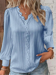 Blouse | Lace Trim, V-Neckline, Loose Fit 3