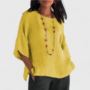 Blouse | Oversized Fit, Three-Quarter Sleeves, Linen 0