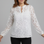 Blouse | Sheer Lace Overlay, Tie-Front Neckline 1