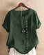 Elegant short-sleeve blouse featuring a stylish round neckline, perfect for casual and formal occasions. 4