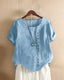 Elegant short-sleeve blouse featuring a stylish round neckline, perfect for casual and formal occasions. 7