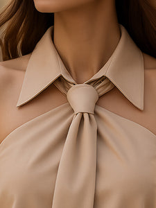 Blouse | Sleeveless, Halter Neck Tie Detail 1