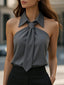 Blouse | Sleeveless, Halter Neck Tie Detail 13