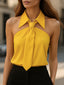 Blouse | Sleeveless, Halter Neck Tie Detail 16