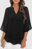 Blouse | Split V-Neckline, Flared Three-Quarter Sleeves 0