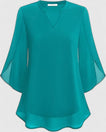 Blouse | Split V-Neckline, Flared Three-Quarter Sleeves 1