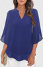 Blouse | Split V-Neckline, Flared Three-Quarter Sleeves 3