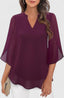 Blouse | Split V-Neckline, Flared Three-Quarter Sleeves 4