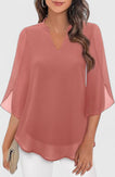 Blouse | Split V-Neckline, Flared Three-Quarter Sleeves 5