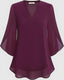 Blouse | Split V-Neckline, Flared Three-Quarter Sleeves 6