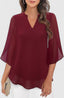 Blouse | Split V-Neckline, Flared Three-Quarter Sleeves 7