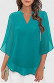 Blouse | Split V-Neckline, Flared Three-Quarter Sleeves 9