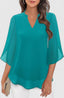 Blouse | Split V-Neckline, Flared Three-Quarter Sleeves 9