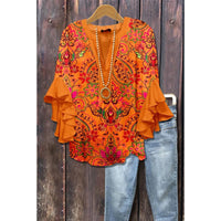 Blouse | V-Neckline, Layered Flounce Sleeves 2