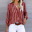 Blouse | Vertical Stripes, V-Neck Placket 1