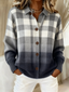 Cardigan | Gray Ombre Plaid, Button Front 0