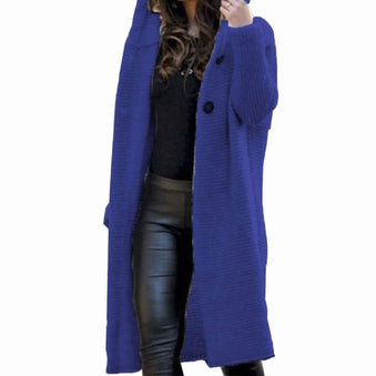 Cardigan | Hooded, Ribbed Knit Maxi Length 4
